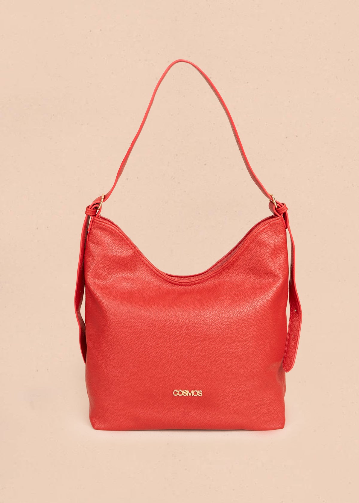 Bolso tipo shopping color rojo texturizado y silueta hobo 106335