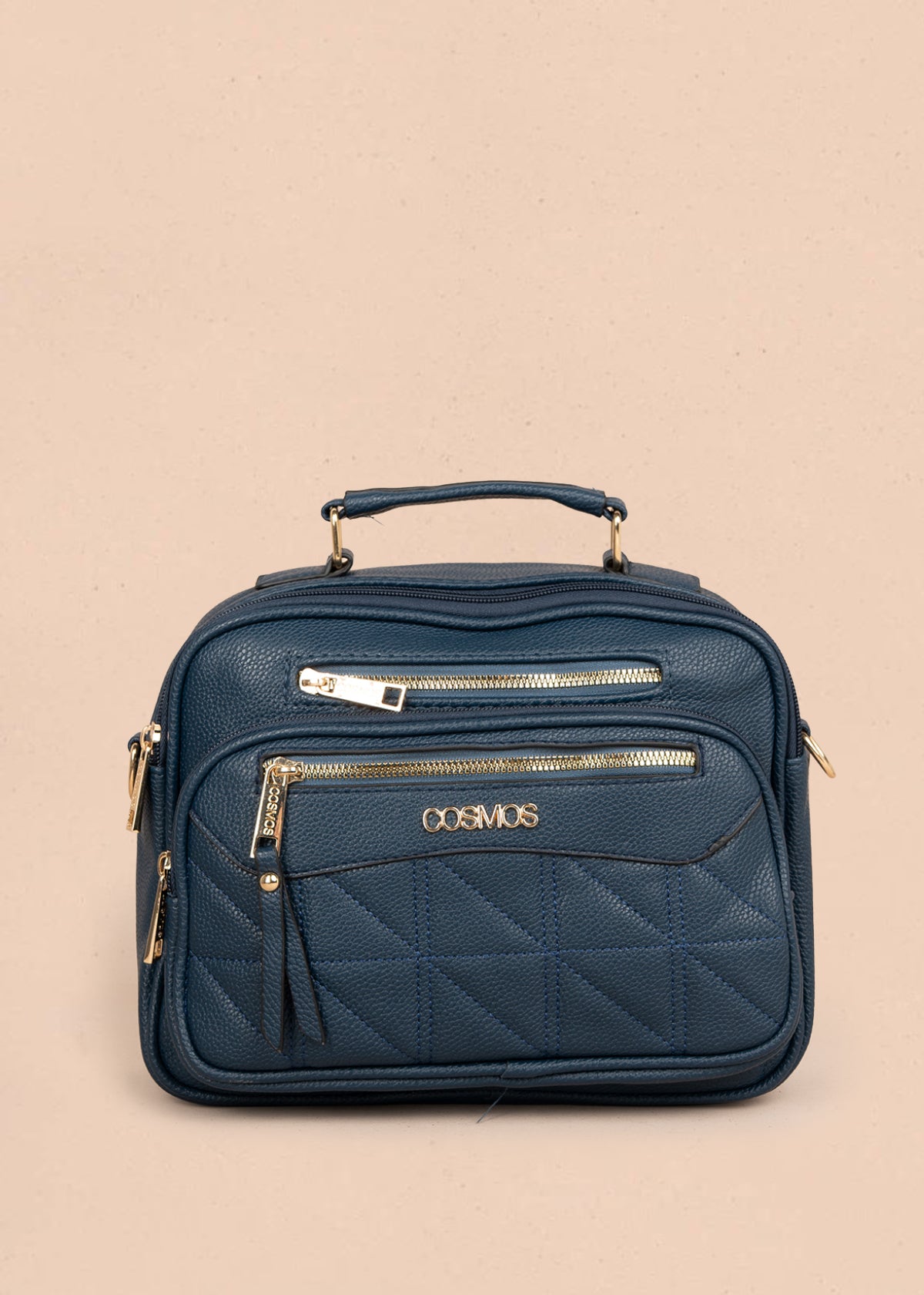 Bolso manos libres color azul con patrón acolchado 106337