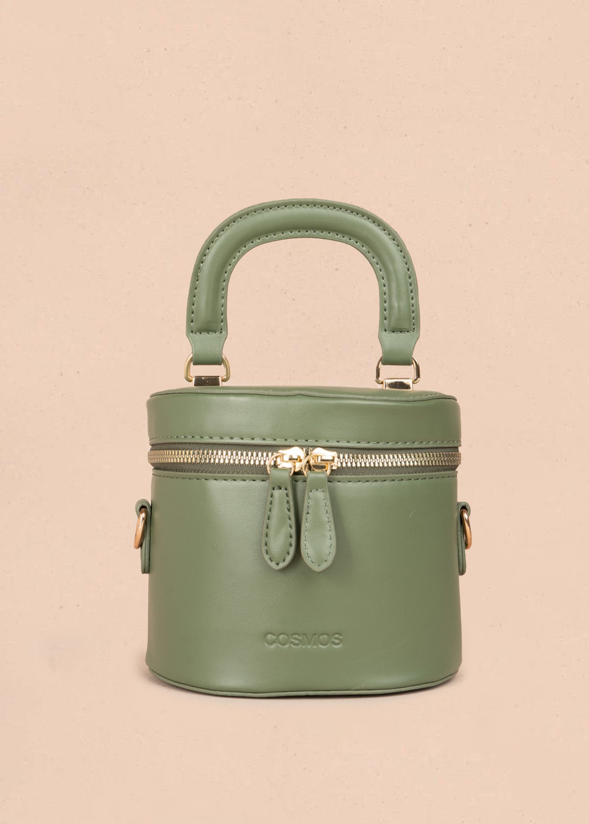 Bolso manos libres color verde diseño tipo mini baúl 106346