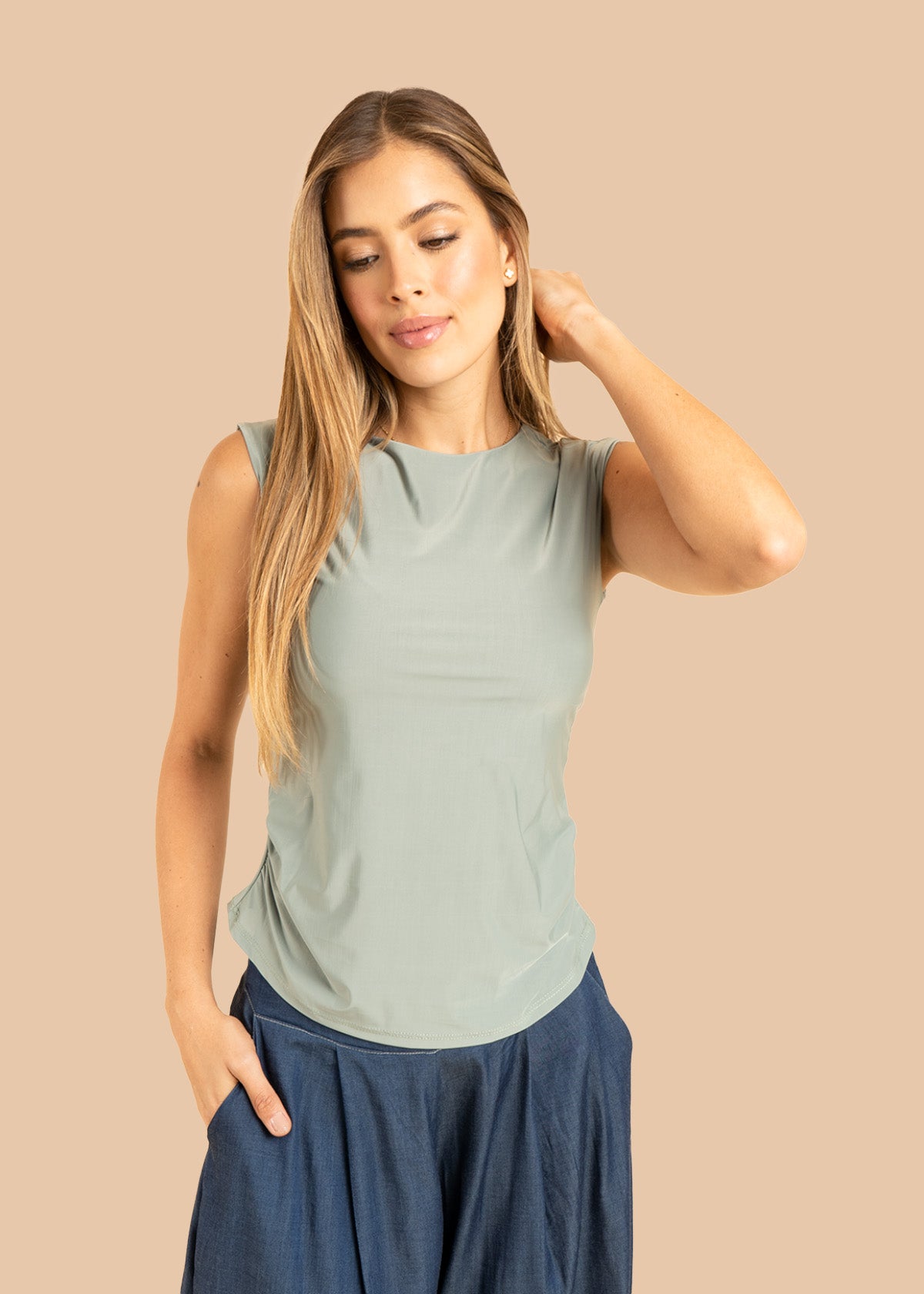 Camiseta color verde en manga sisa 106381