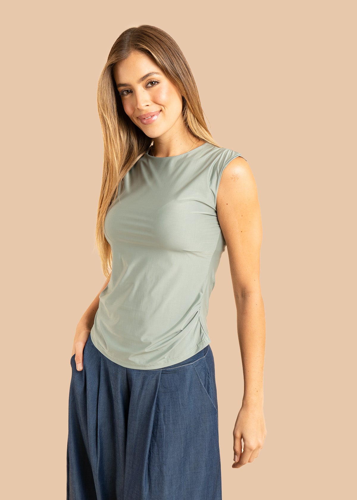 Camiseta color verde en manga sisa 106381