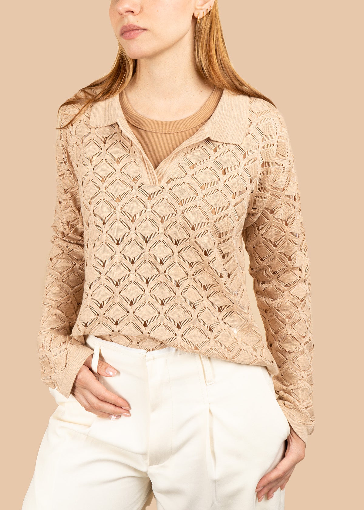 Buzo cuello manga larga color Camel 106428
