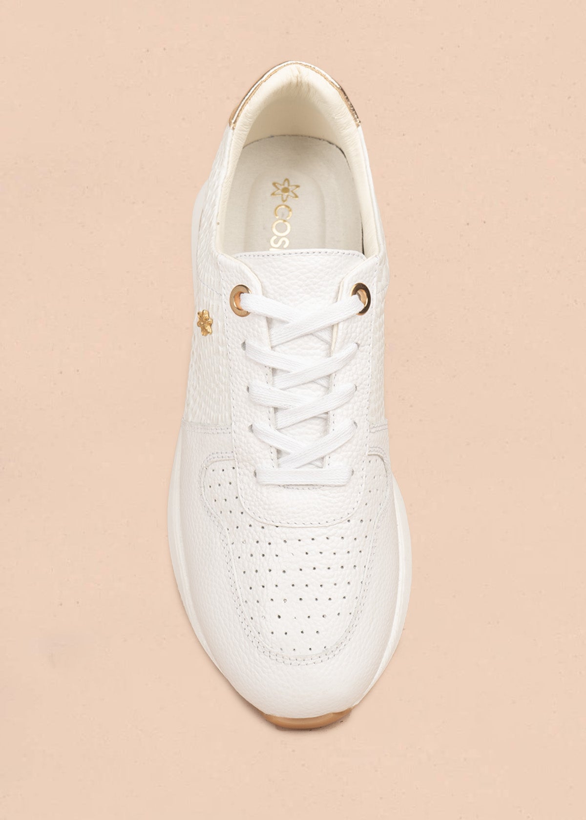 Tenis deportivos de cuero color blanco con laterales textura tipo reptil 106469