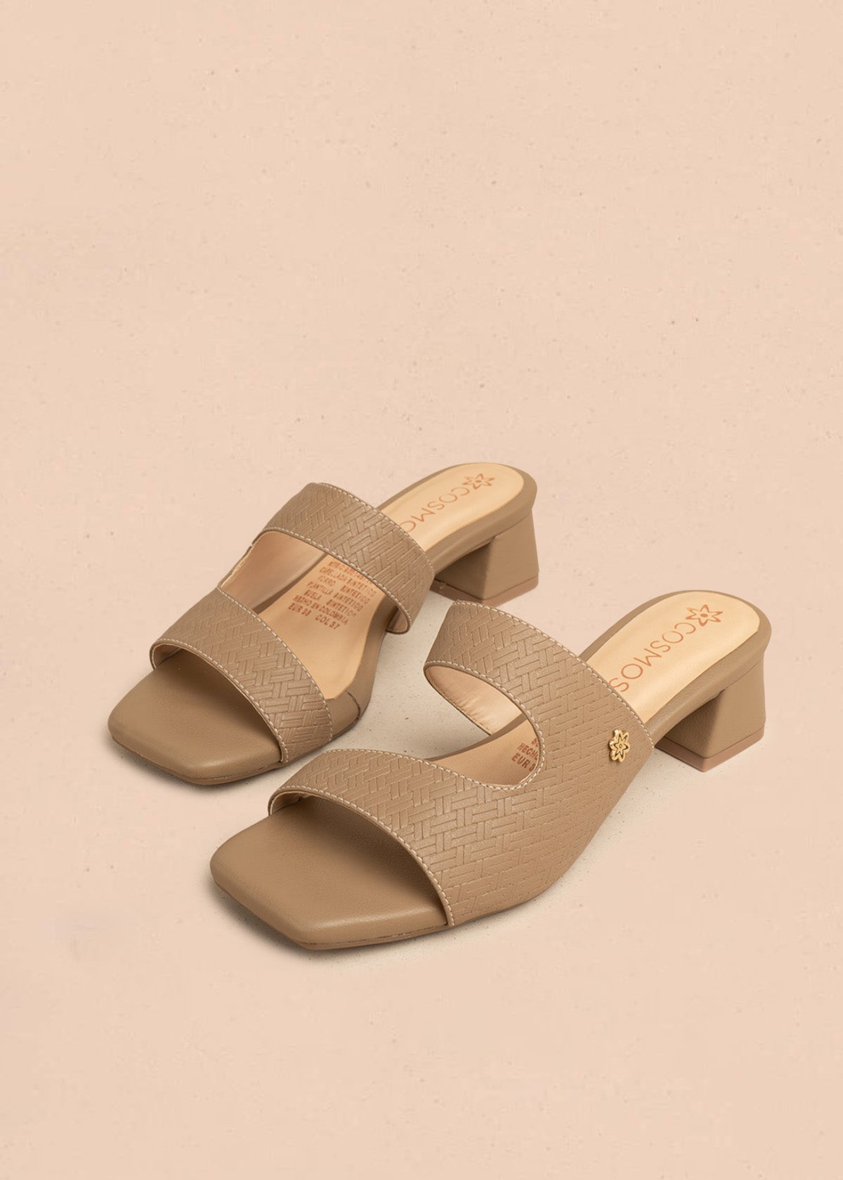 Sandalias color taupe con textura trenzada 106528