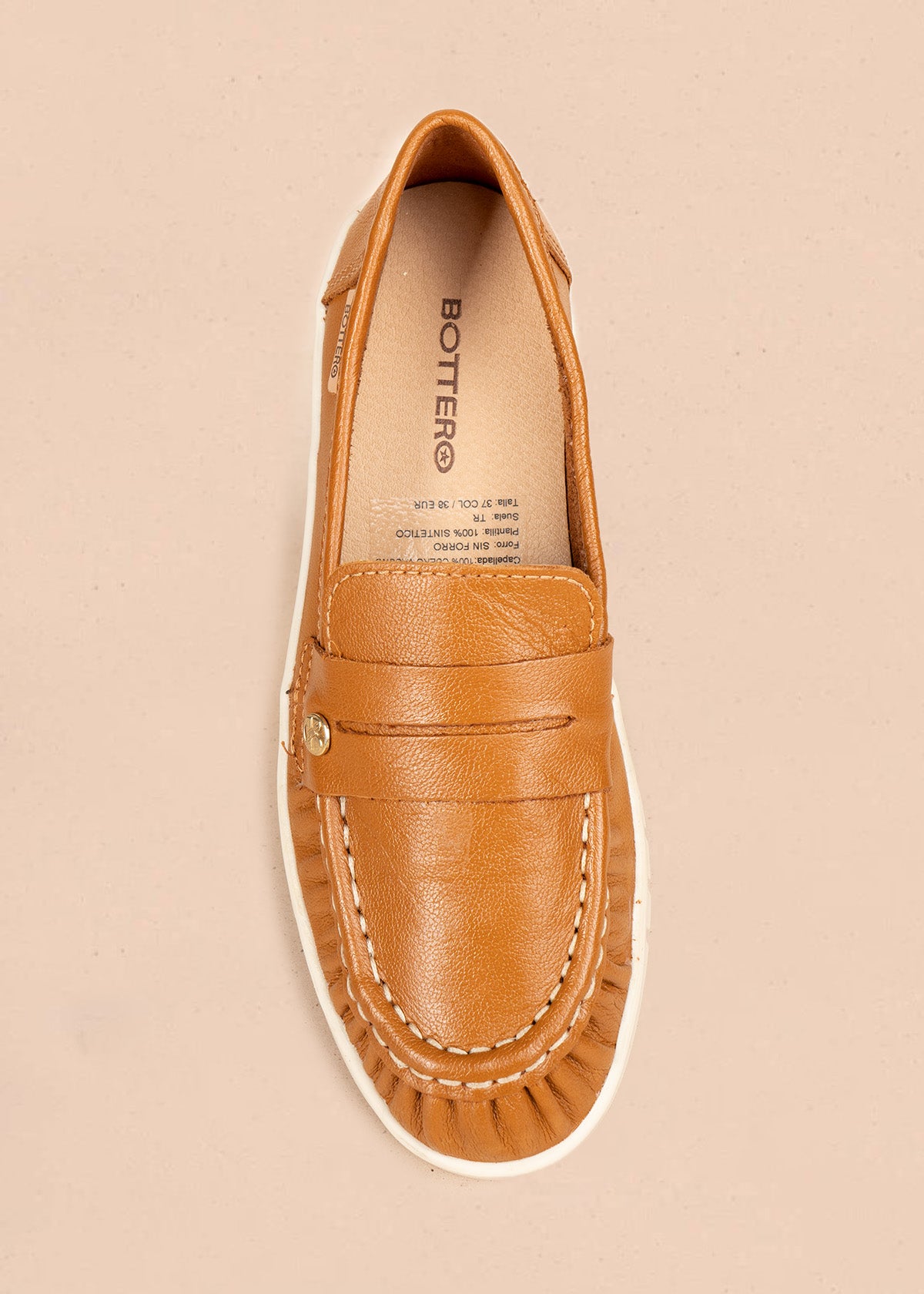 Mocasines de cuero en color miel 106567