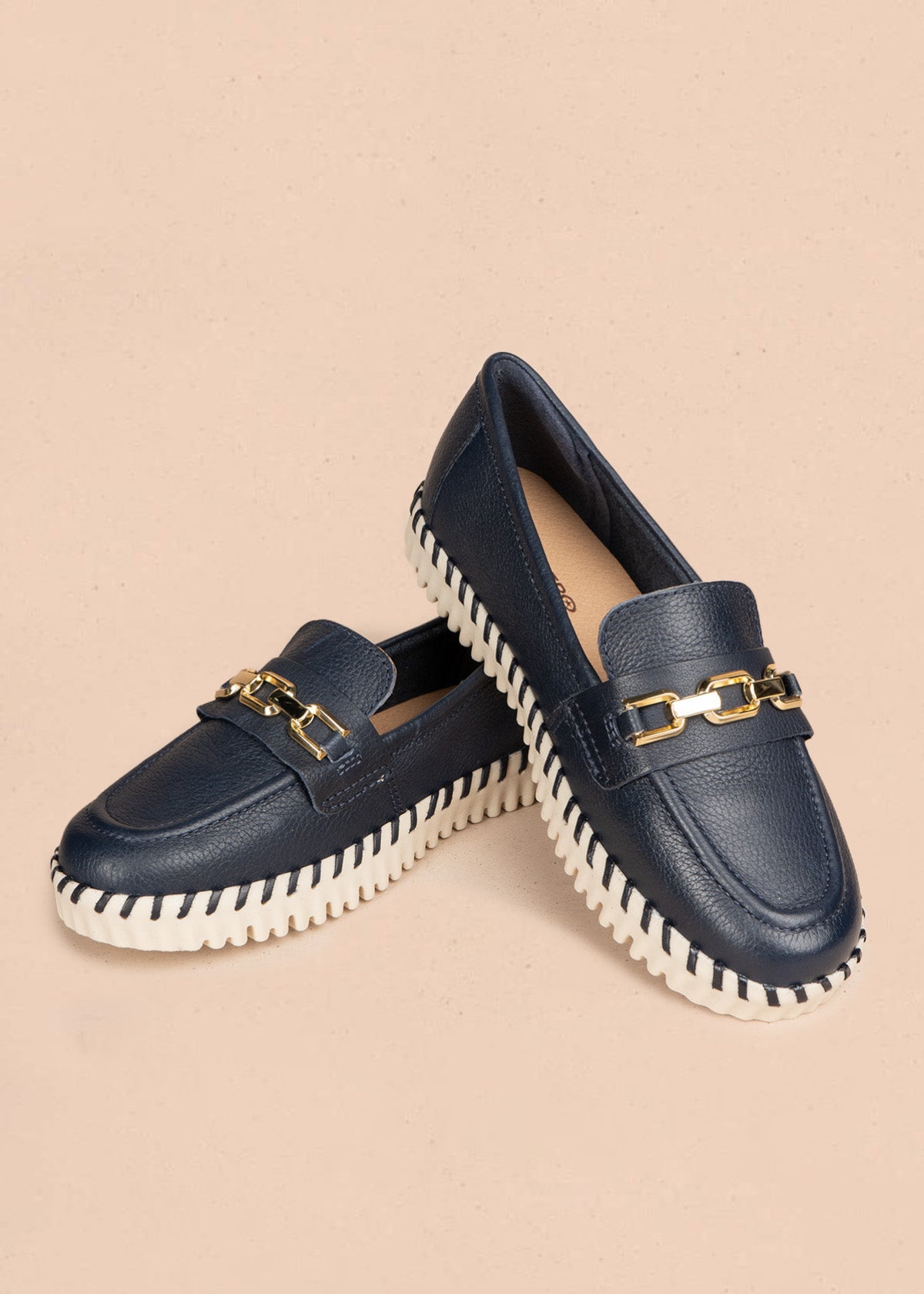 Mocasines de cuero color azul 106569