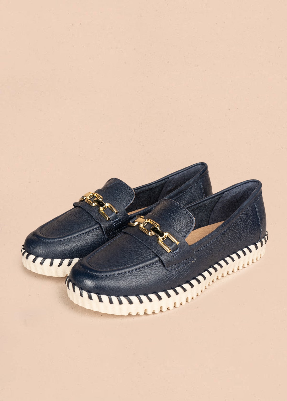 Mocasines de cuero color azul 106569