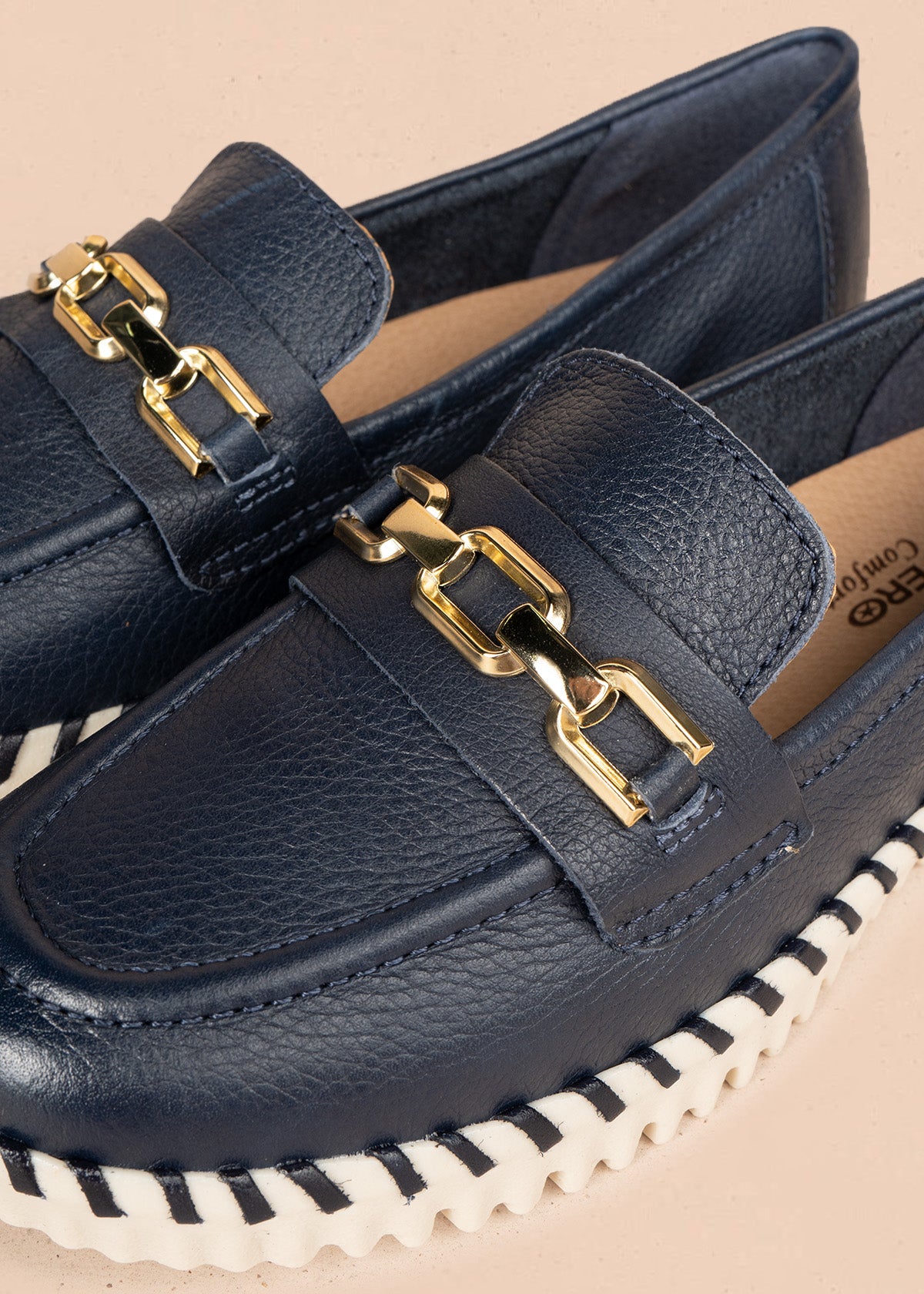 Mocasines de cuero color azul 106569