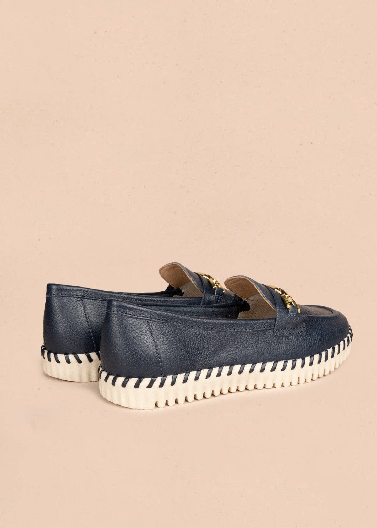 Mocasines de cuero color azul 106569