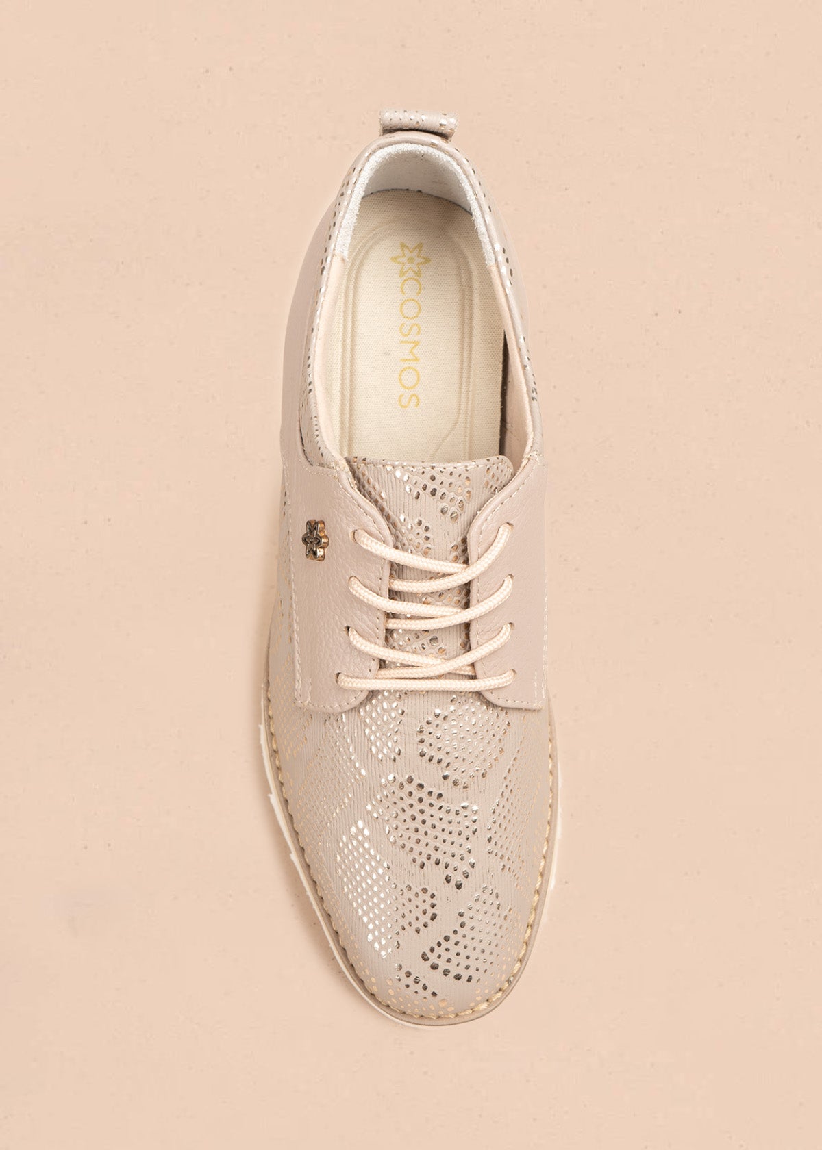 Zapatos con atadura en cuero color taupe con plataforma alta y textura pitón 106588