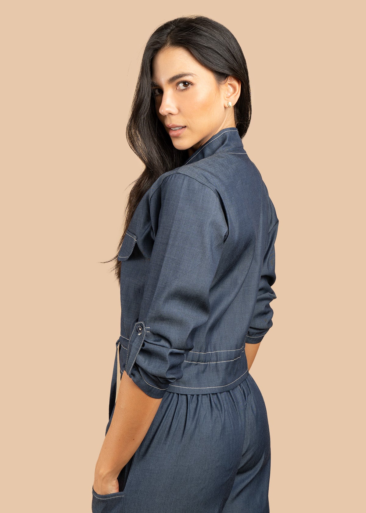 Chaqueta color azul tipo denim 106593