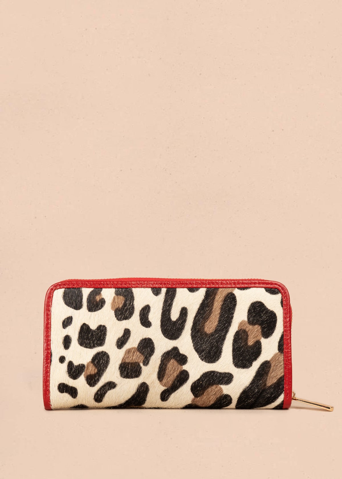 Billetera grande de cuero color rojo con animal print 106639