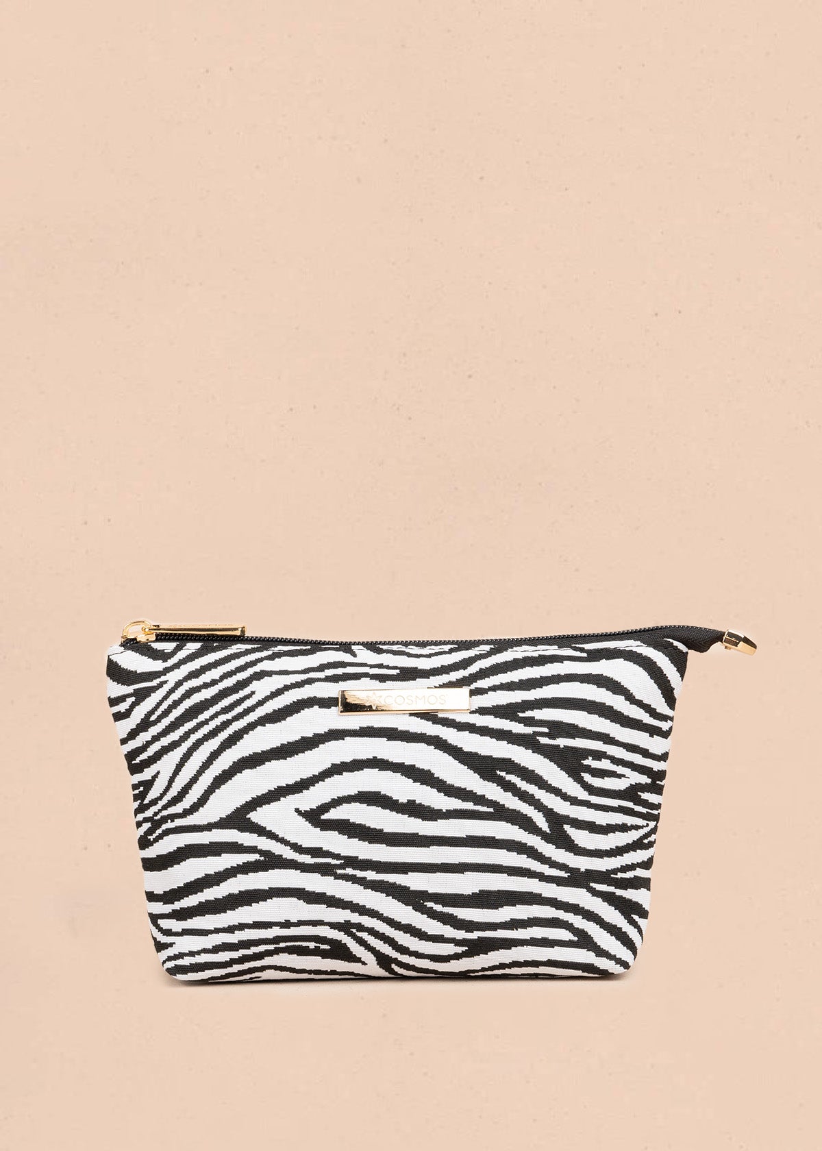 Cosmetiquera de tela color negro con estampado cebra 106651
