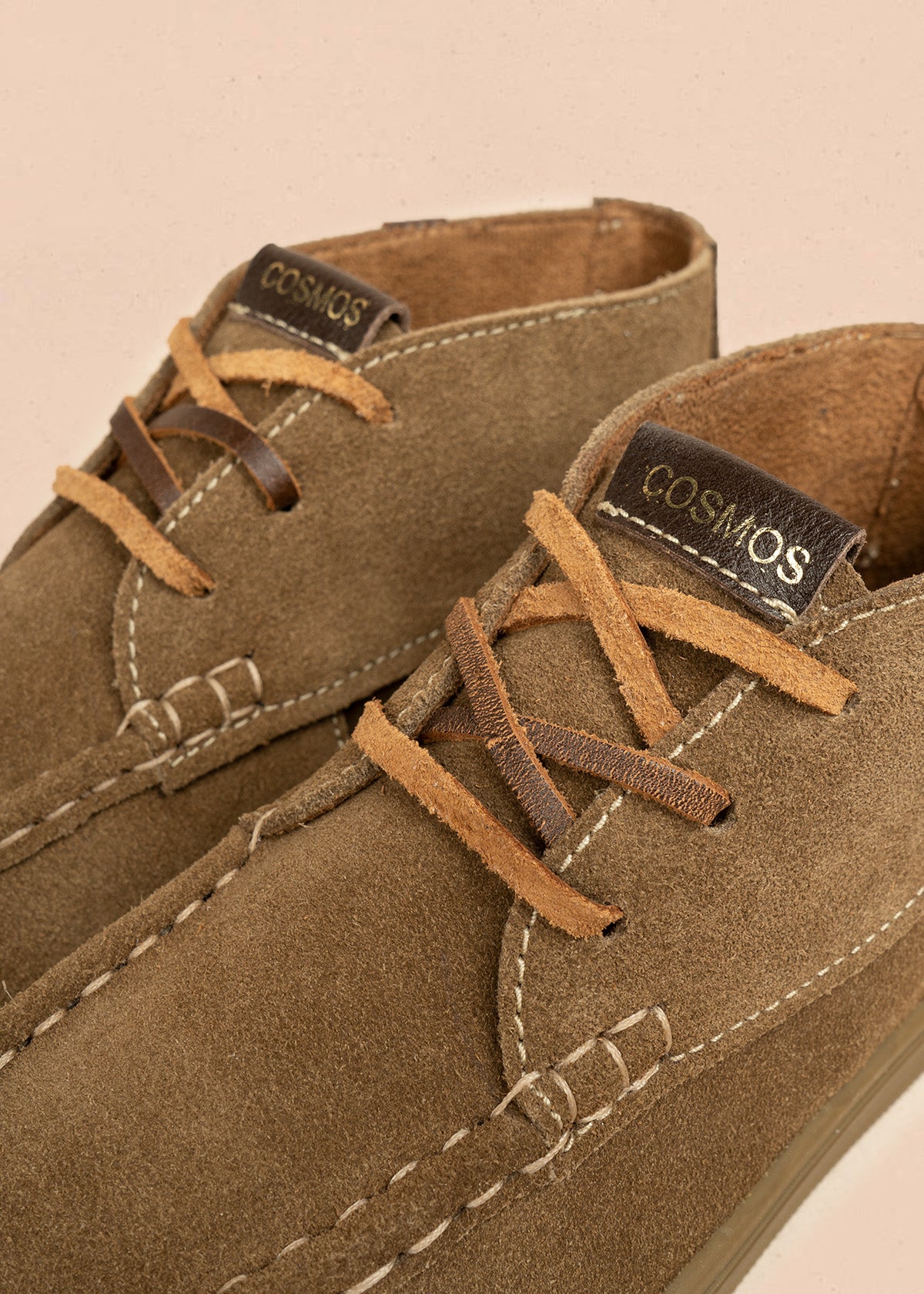 Botines de cuero carnaza color miel con cordones 106656