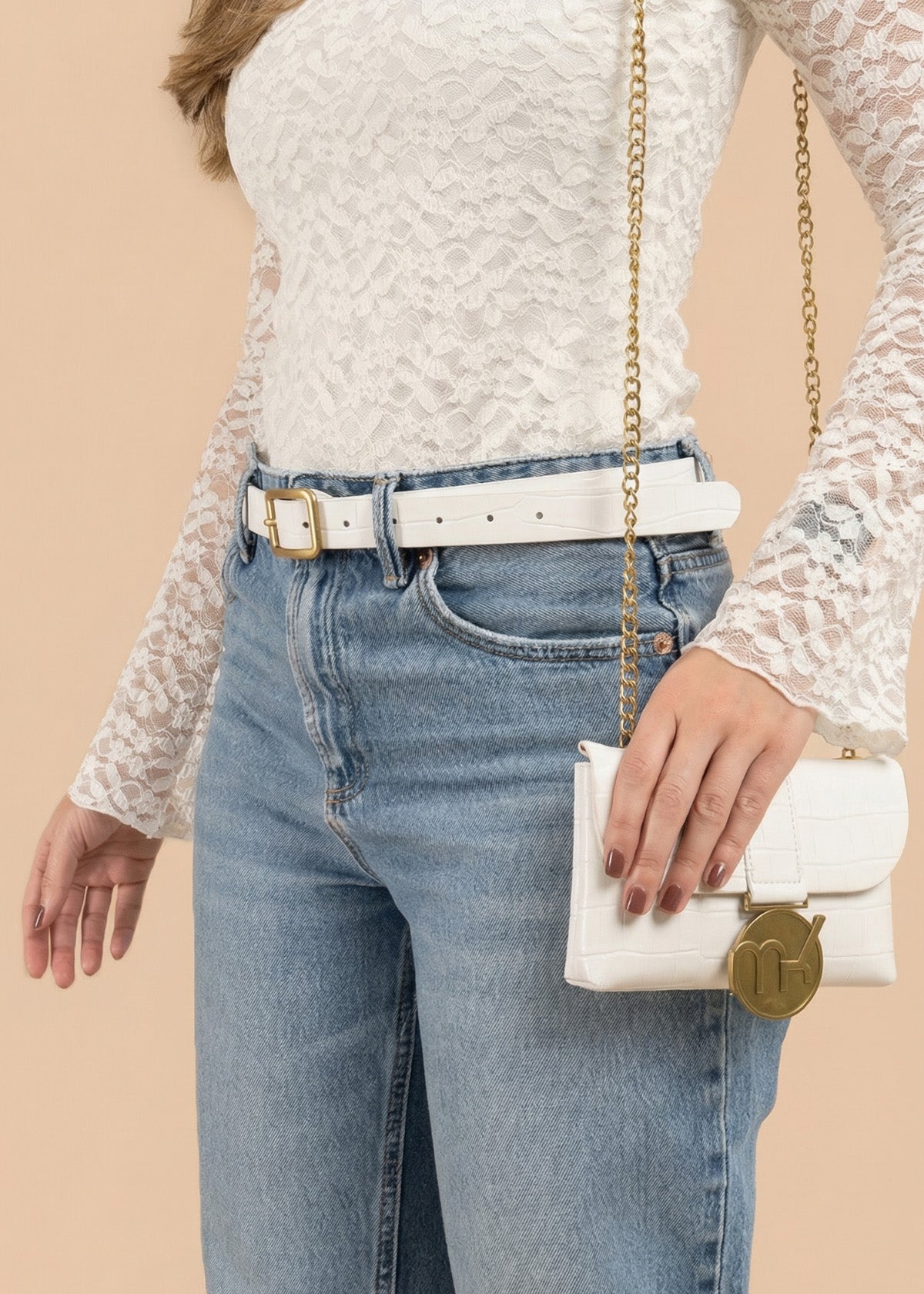 Cinturón color blanco con monedero 106676