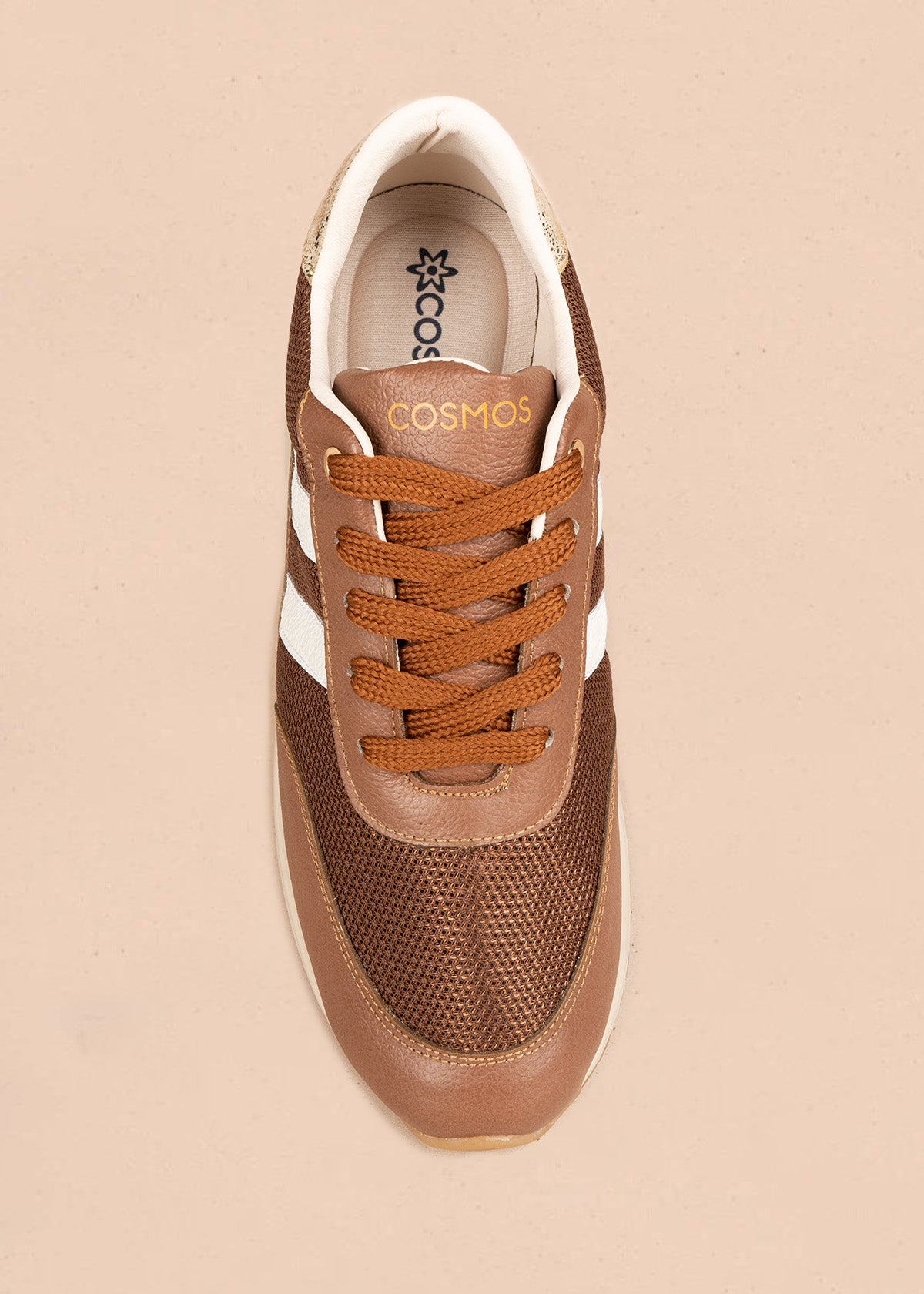 Tenis casuales en cuero color miel 106697