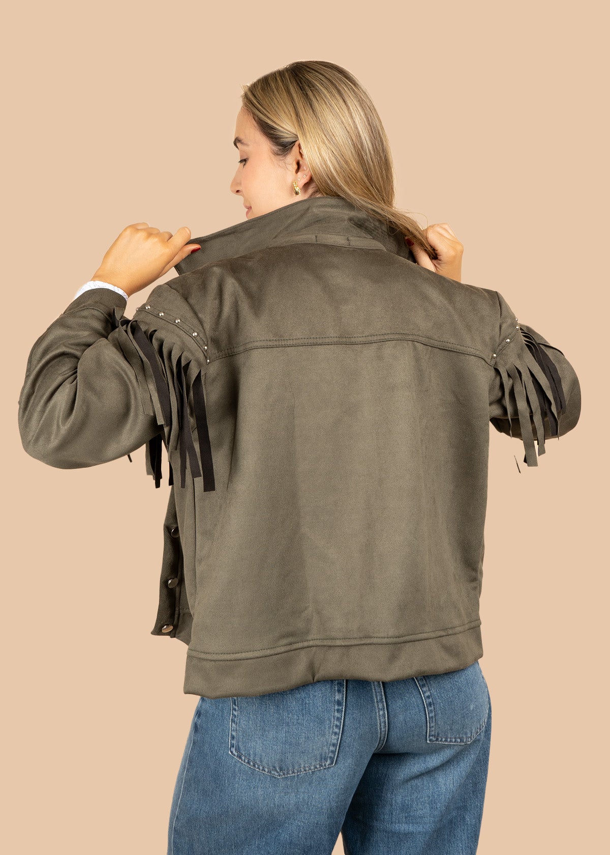 CHAQUETA CON  FLECOS VERDE 106722