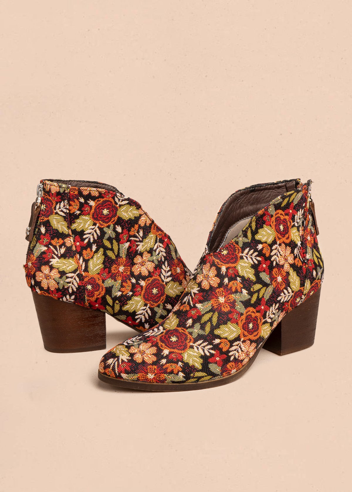 Botines de tela multicolor con estampado floral 106768