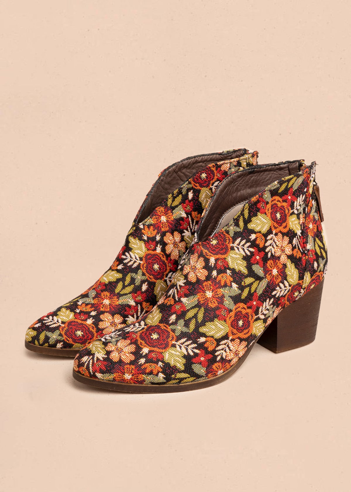Botines de tela multicolor con estampado floral 106768