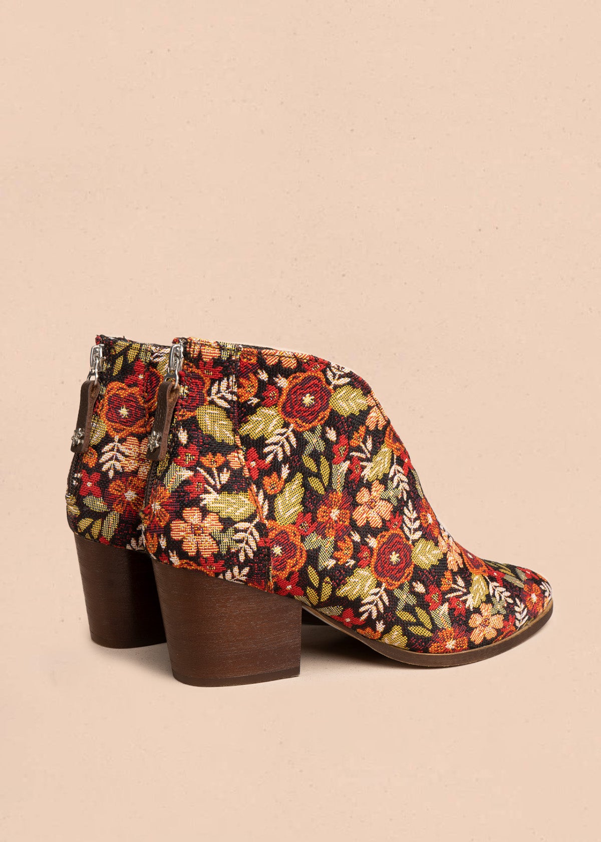 Botines de tela multicolor con estampado floral 106768