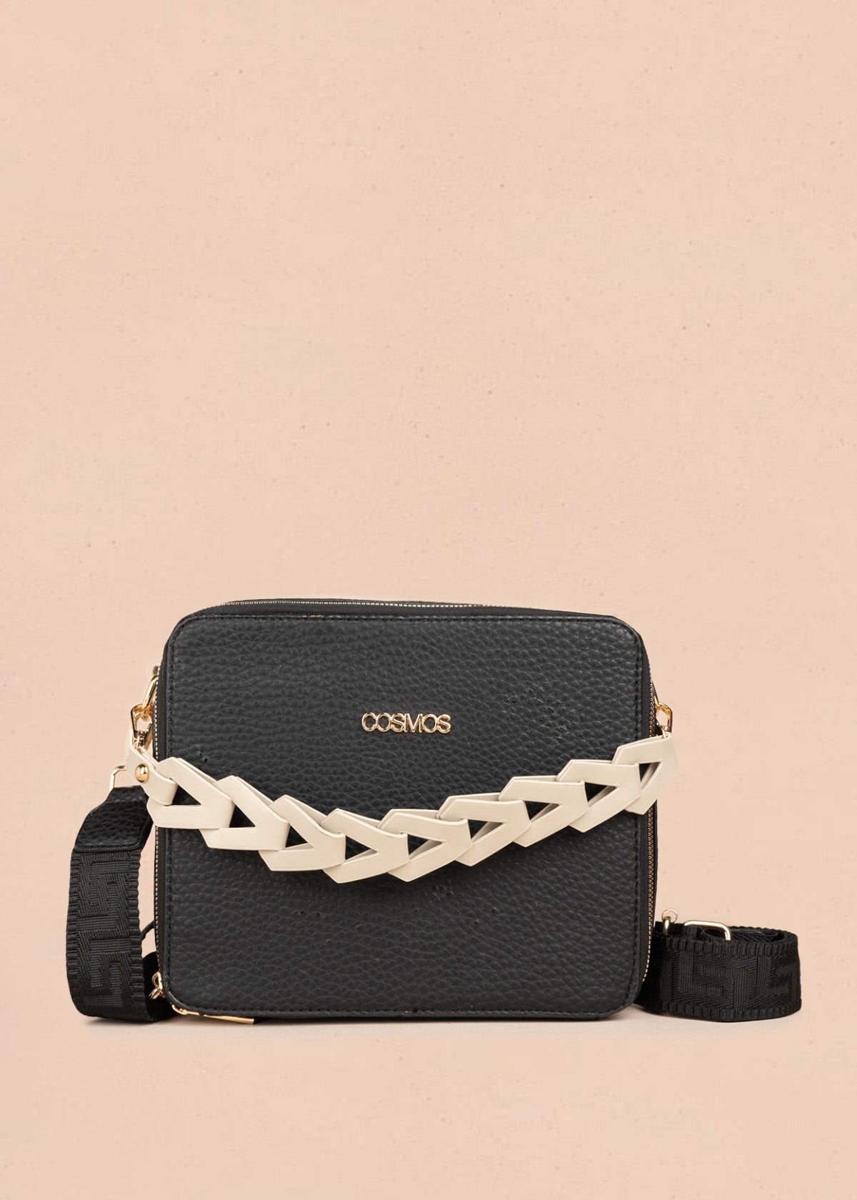 Bolso manos libres color negro texturizado 106787