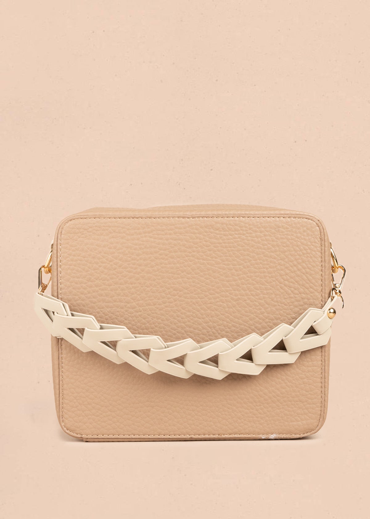 Bolso manos libres color taupe texturizado 106787