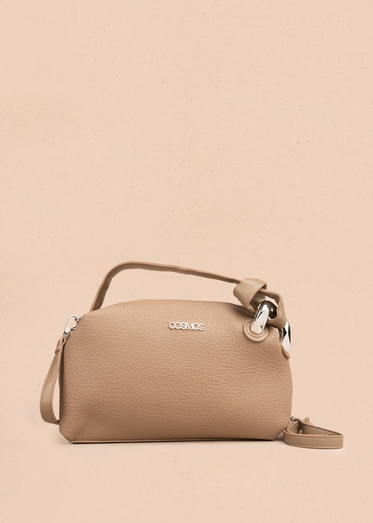 Bolso manos libres color taupe con texturizado 106788