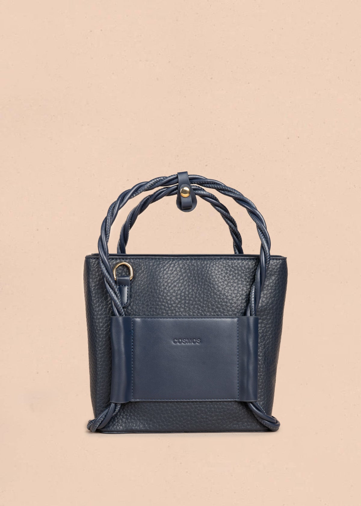 Bolso manos libres color azul con asas trenzadas 106789