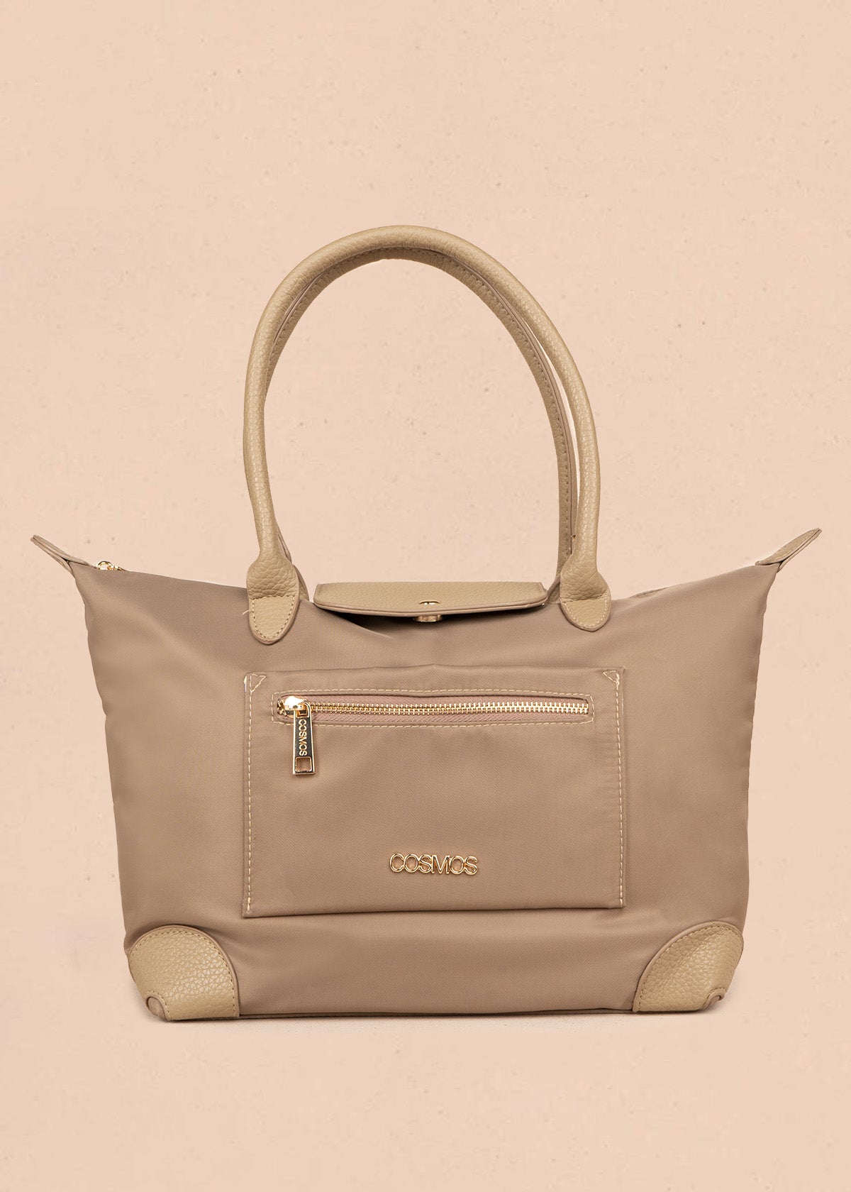 Bolso manos libres tipo shopping color taupe 106790