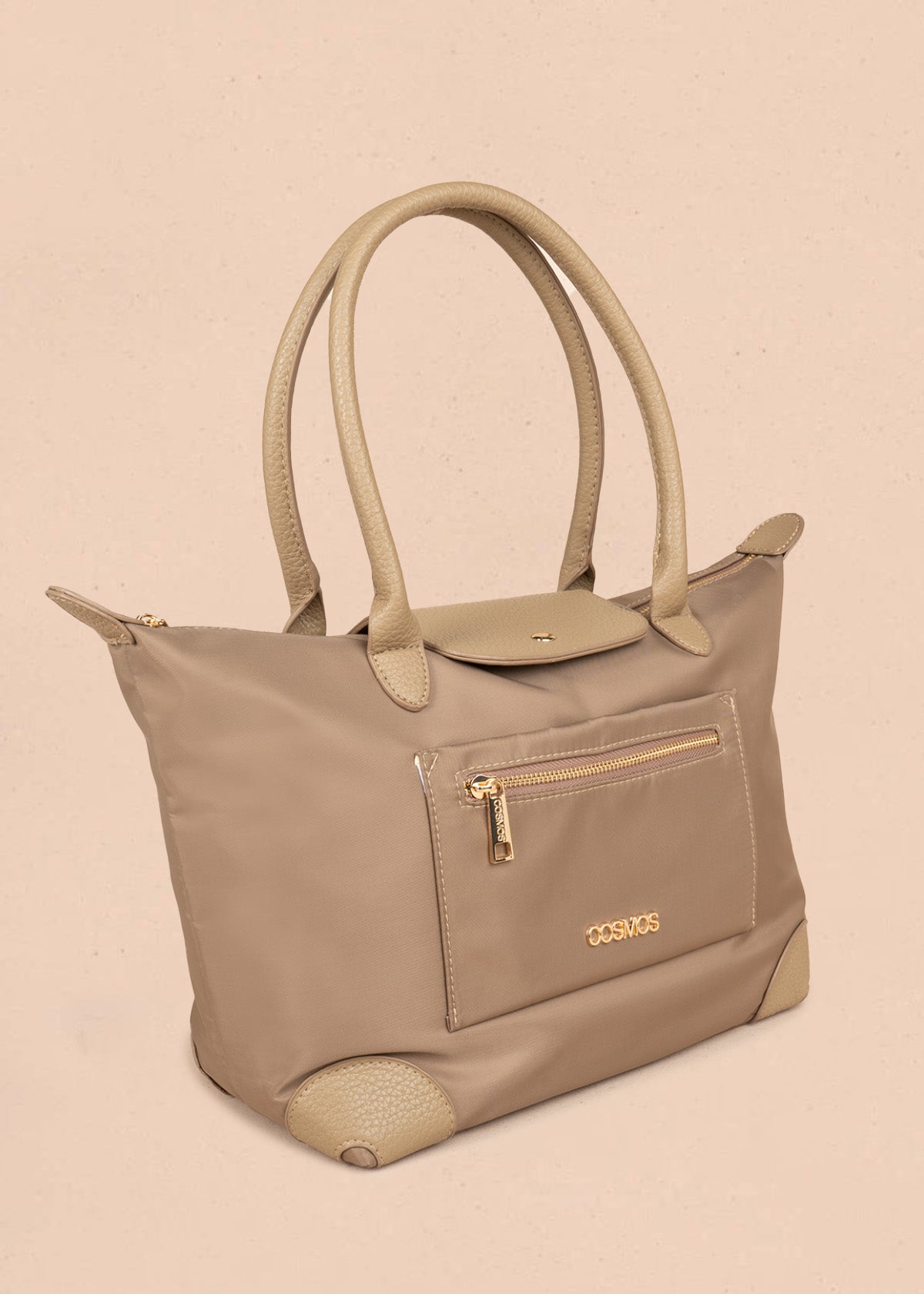 Bolso manos libres tipo shopping color taupe 106790