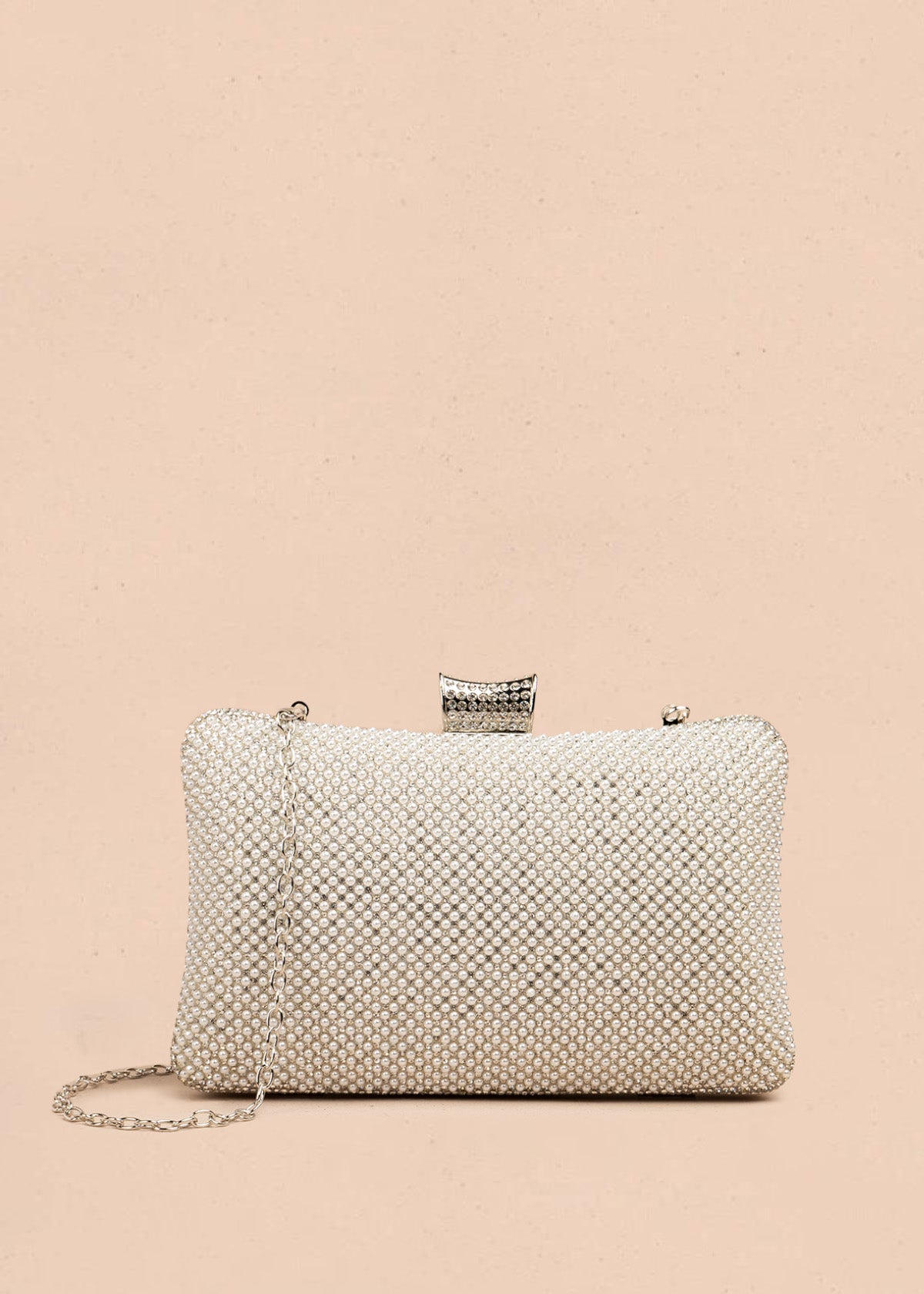 Bolso de fiesta color plata con detalle de pedrería 106808