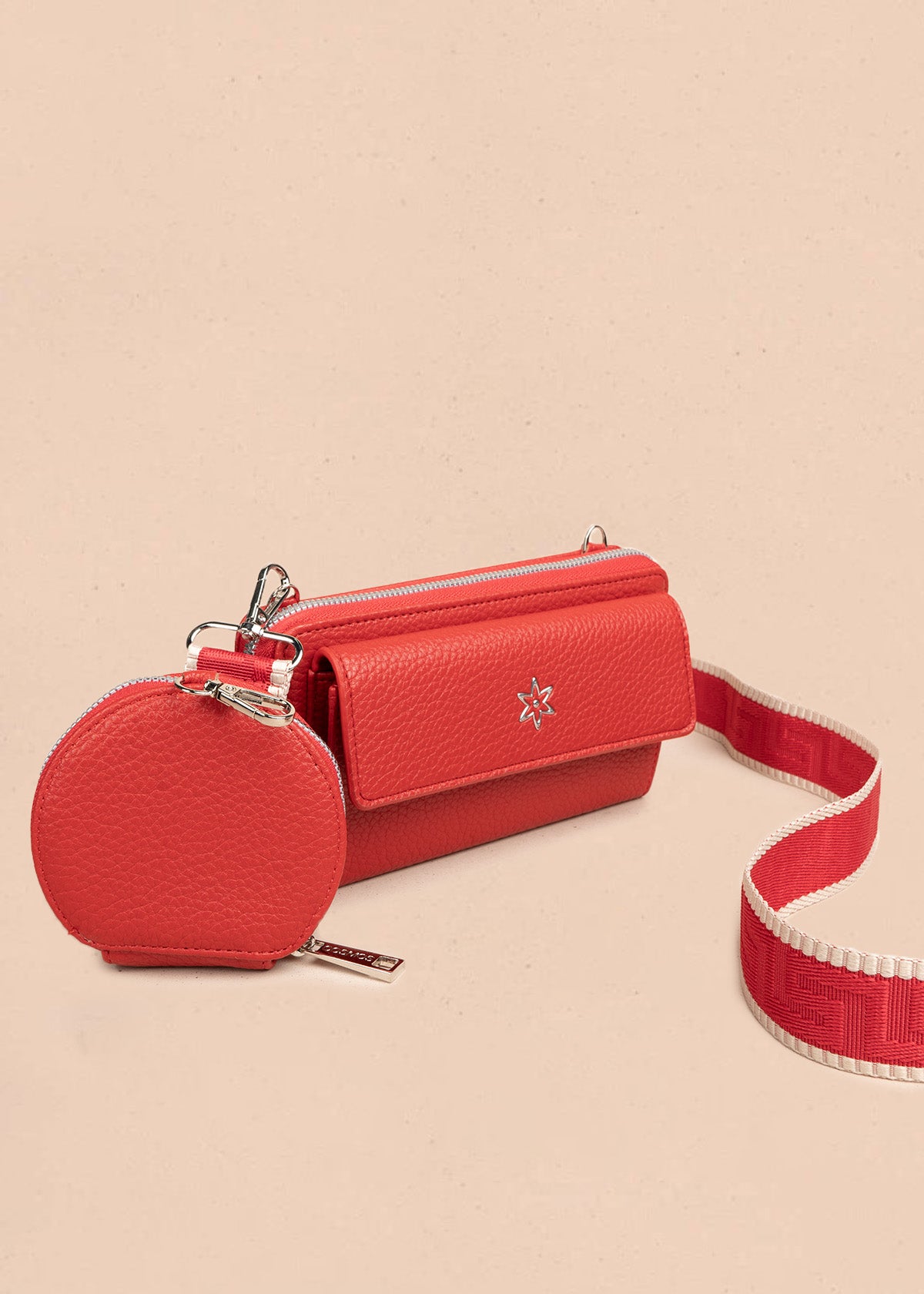 Porta celular con monedero circular color rojo 106848
