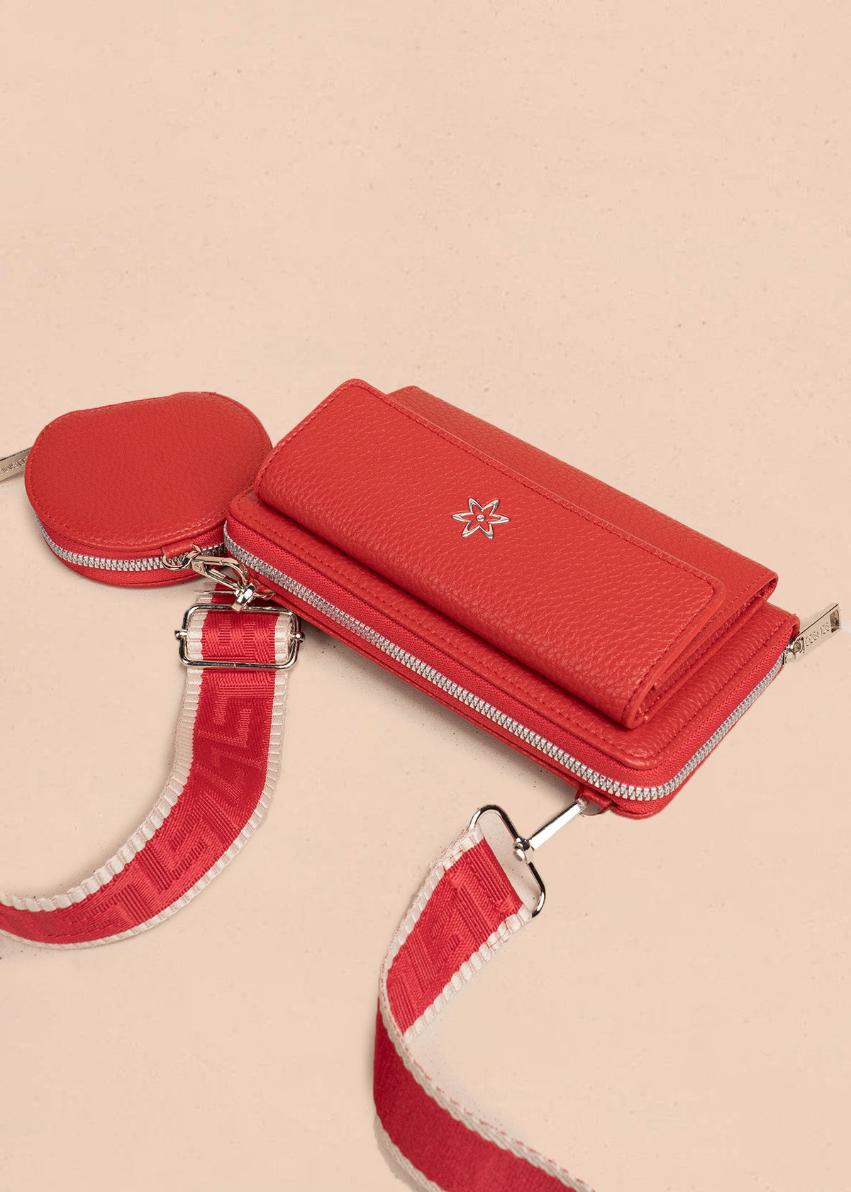 Porta celular con monedero circular color rojo 106848