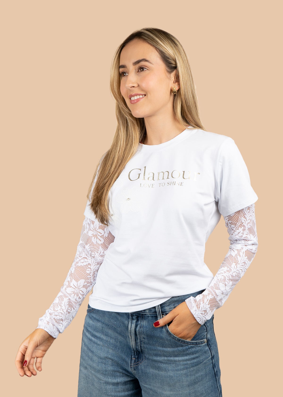 Camiseta blanca estampada "Glamour" 106908