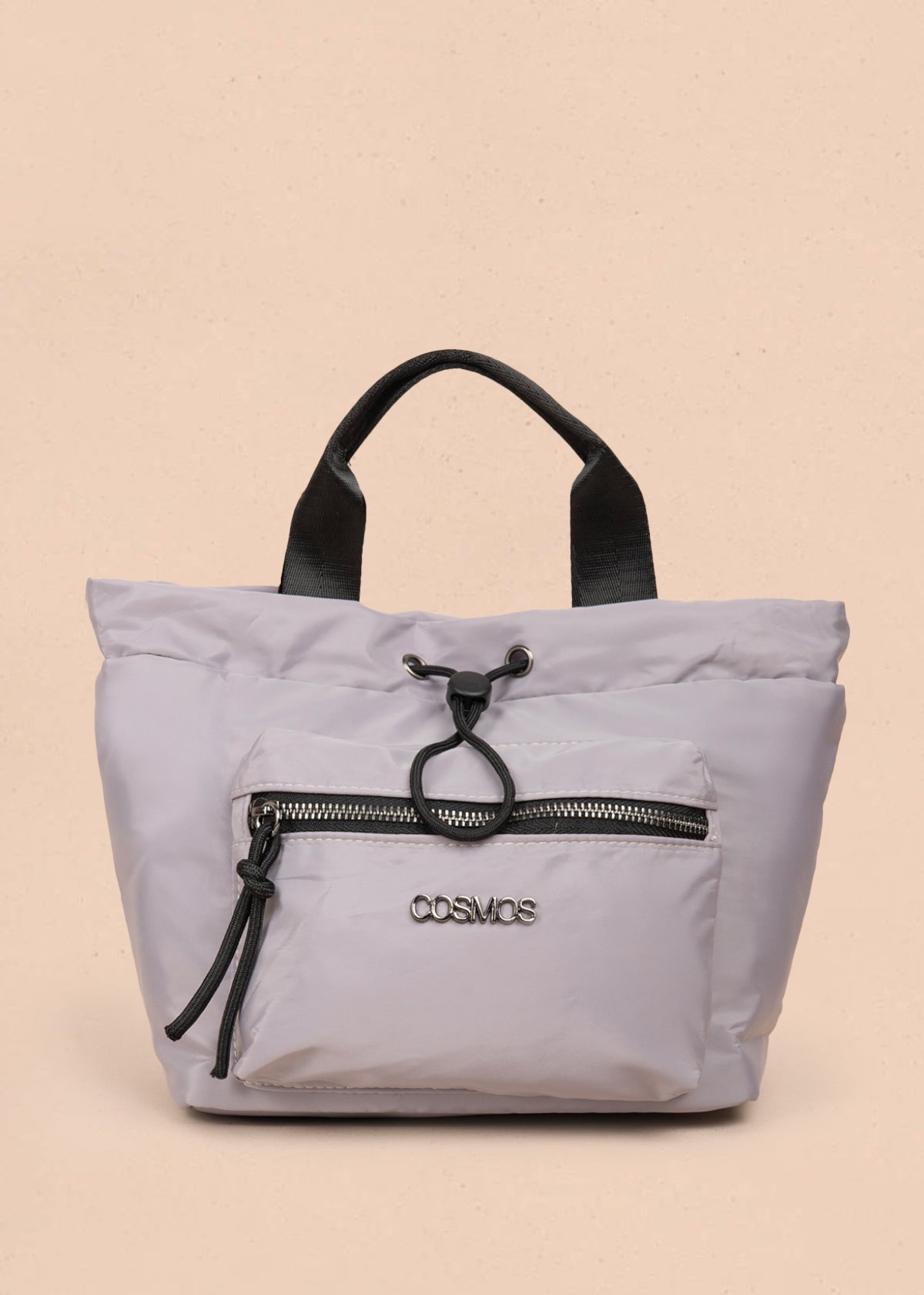Bolso manos libres color gris con resorte 106971