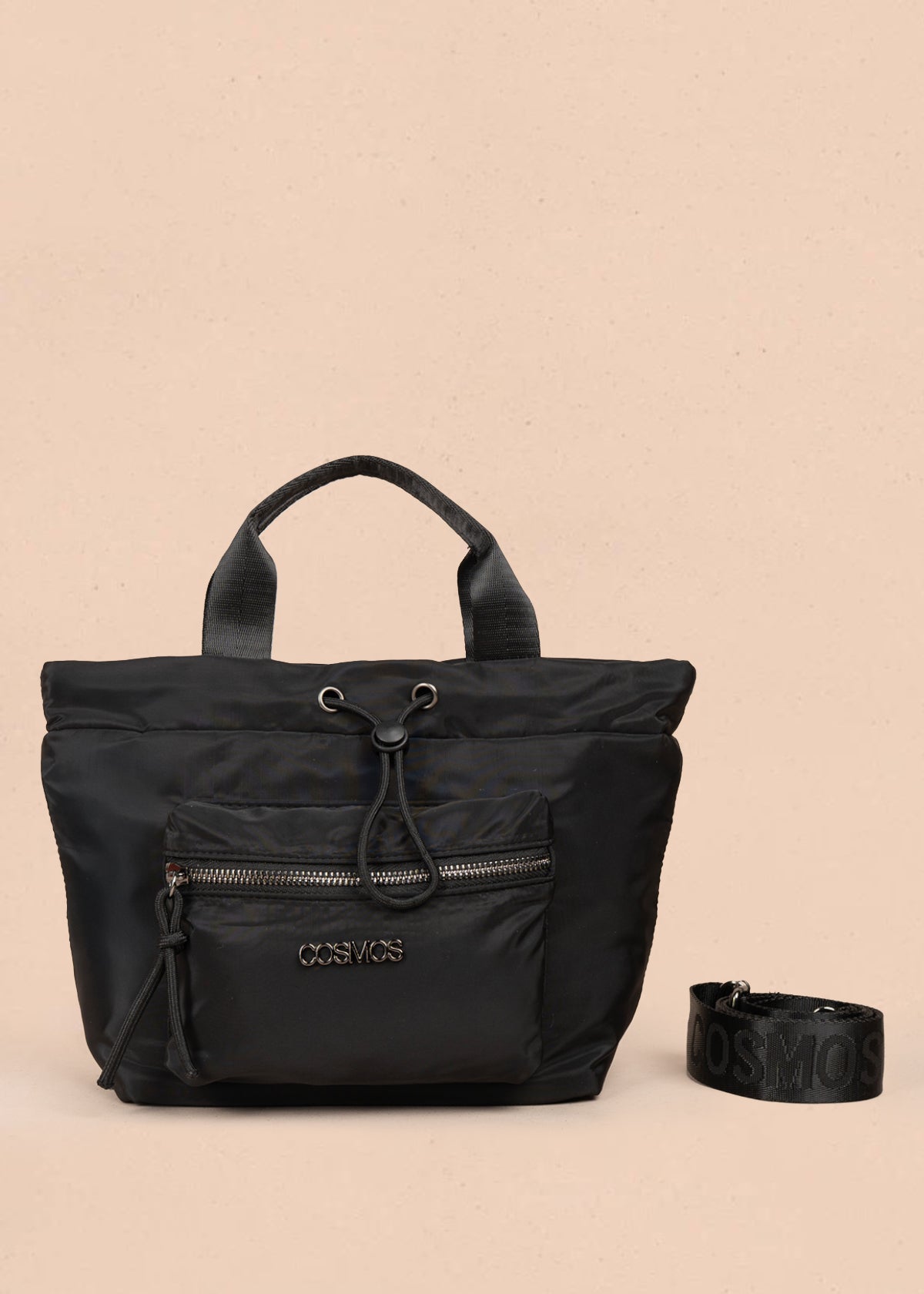 Bolso manos libres color negro con resorte 106971