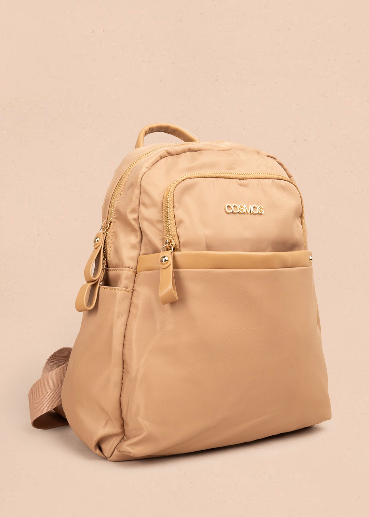 Morral color camel con bolsillo frontal y bordados 106973