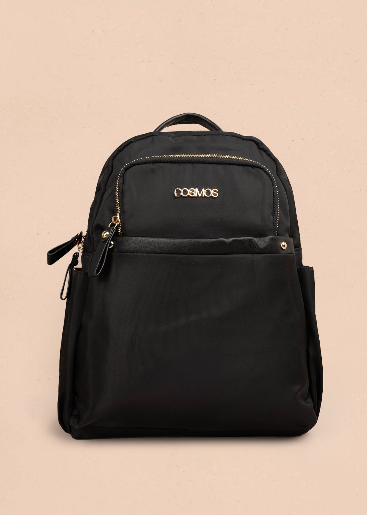 Morral color negro con bolsillo frontal y bordados 106973