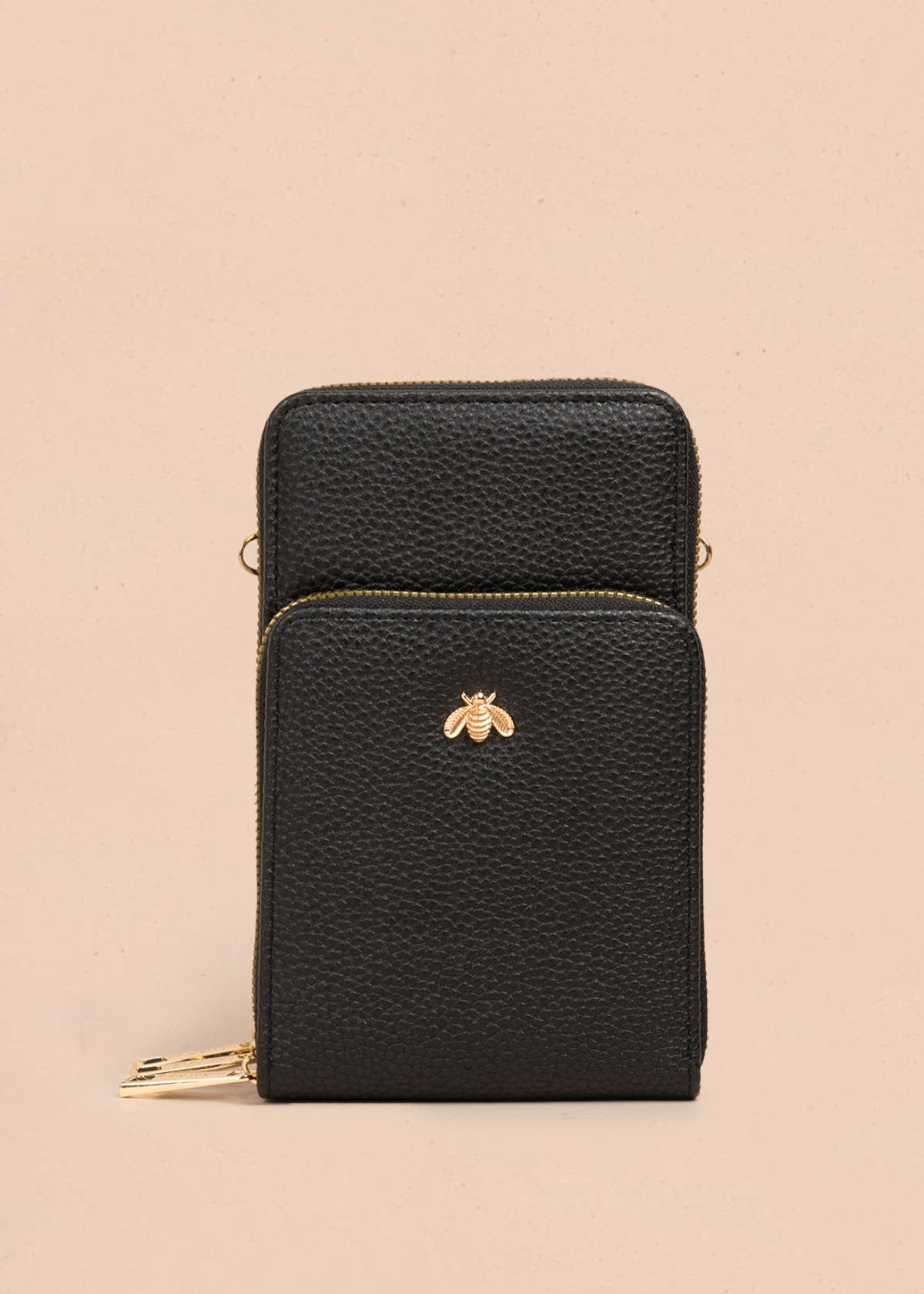 Porta celular color negro con diseño de abeja en relieve 106980