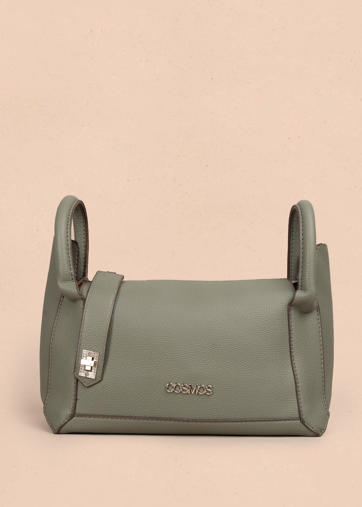 Bolso tipo cartera color verde con broche frontal 106985