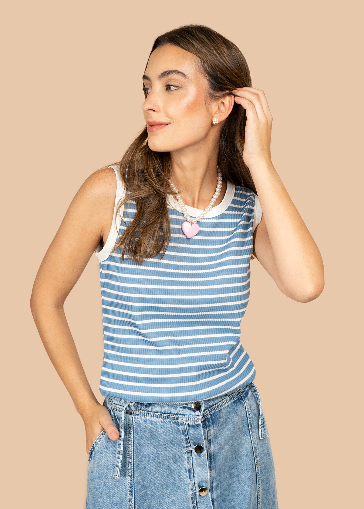 Camiseta a rayas horizontal color azul 107036