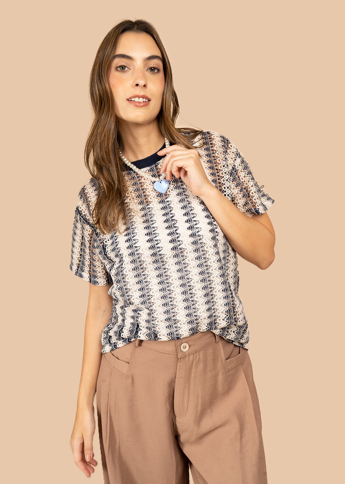 Camiseta a rayas en zigzag color azul  107040