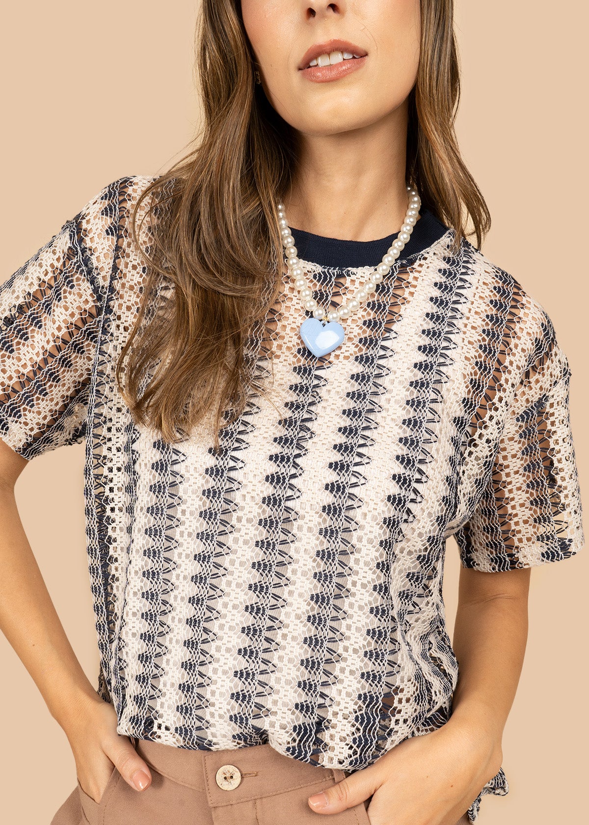 Camiseta a rayas en zigzag color azul  107040