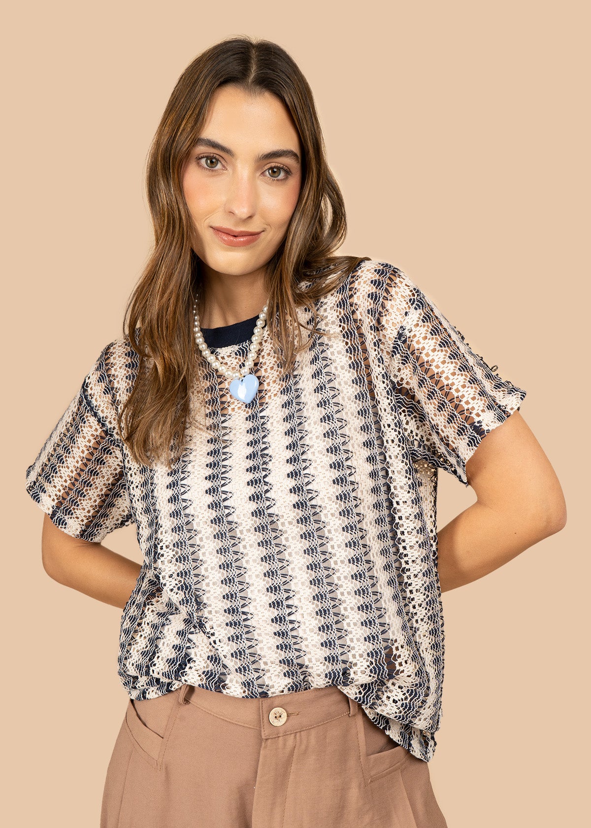 Camiseta a rayas en zigzag color azul  107040