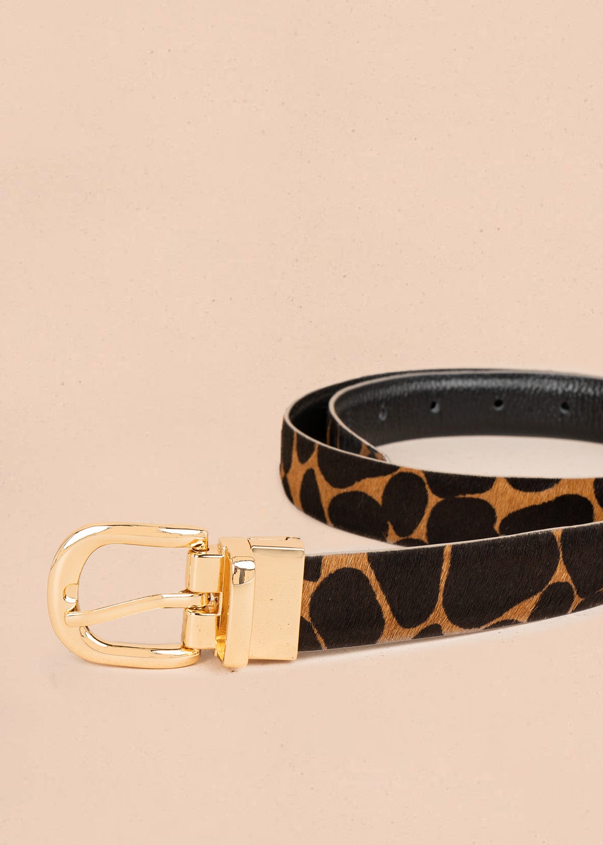 Cinturón de cuero doble faz animal print negro color negro  107061