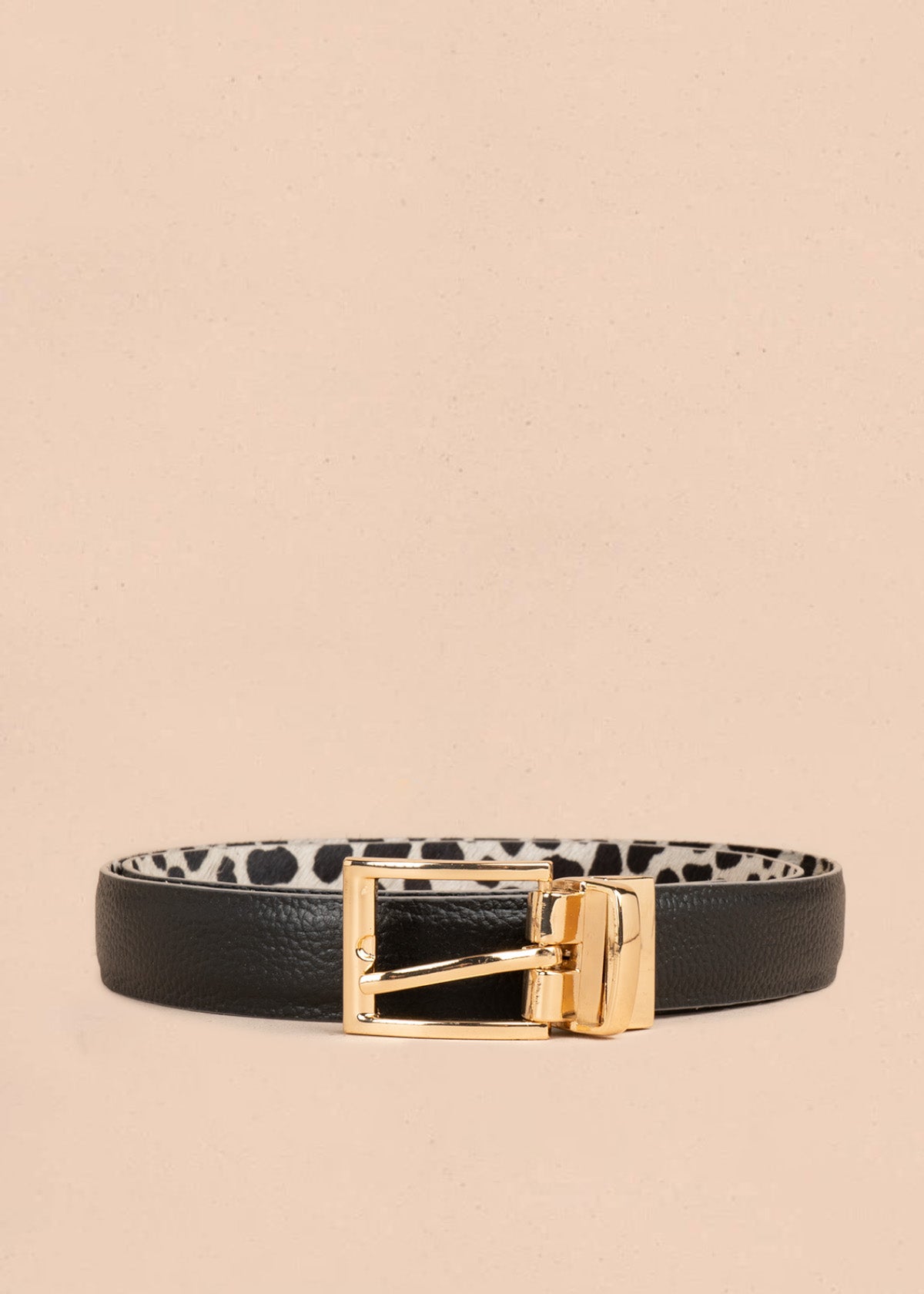 Cinturón de cuero doble faz animal print negro color negro 107062