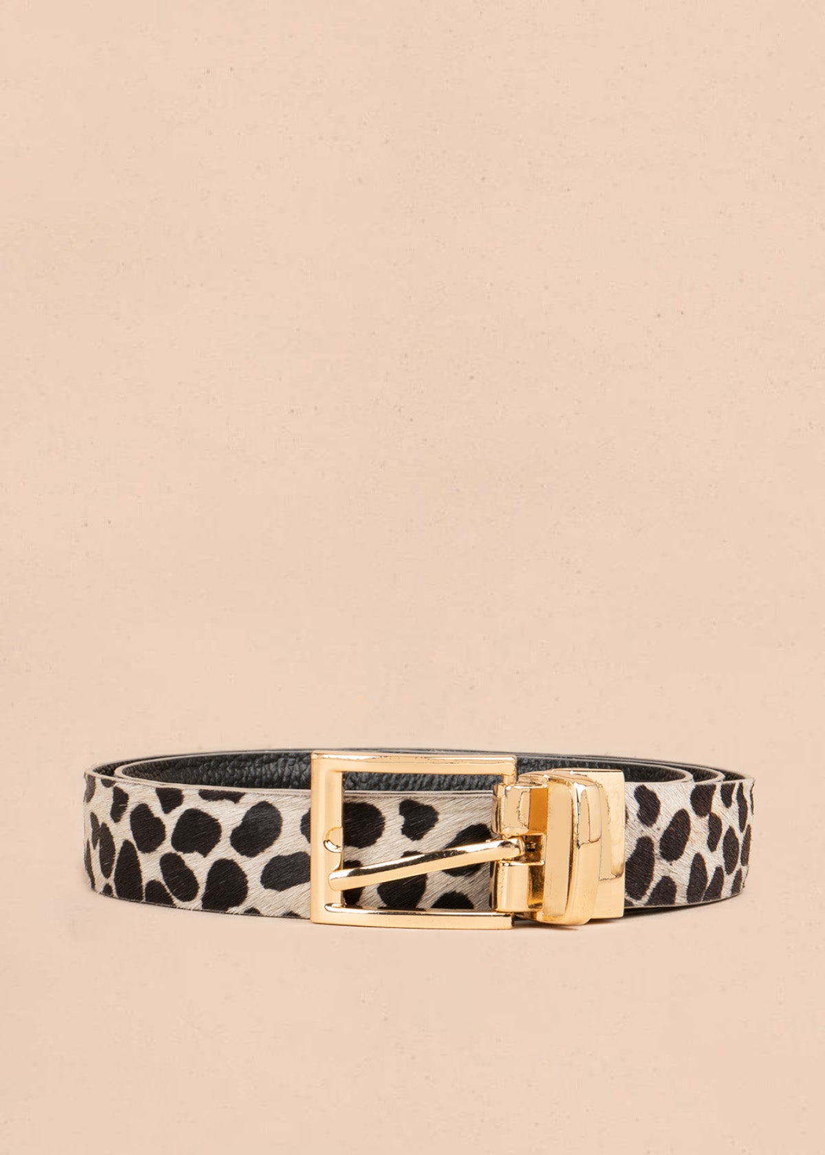 Cinturón de cuero doble faz animal print negro color negro 107062