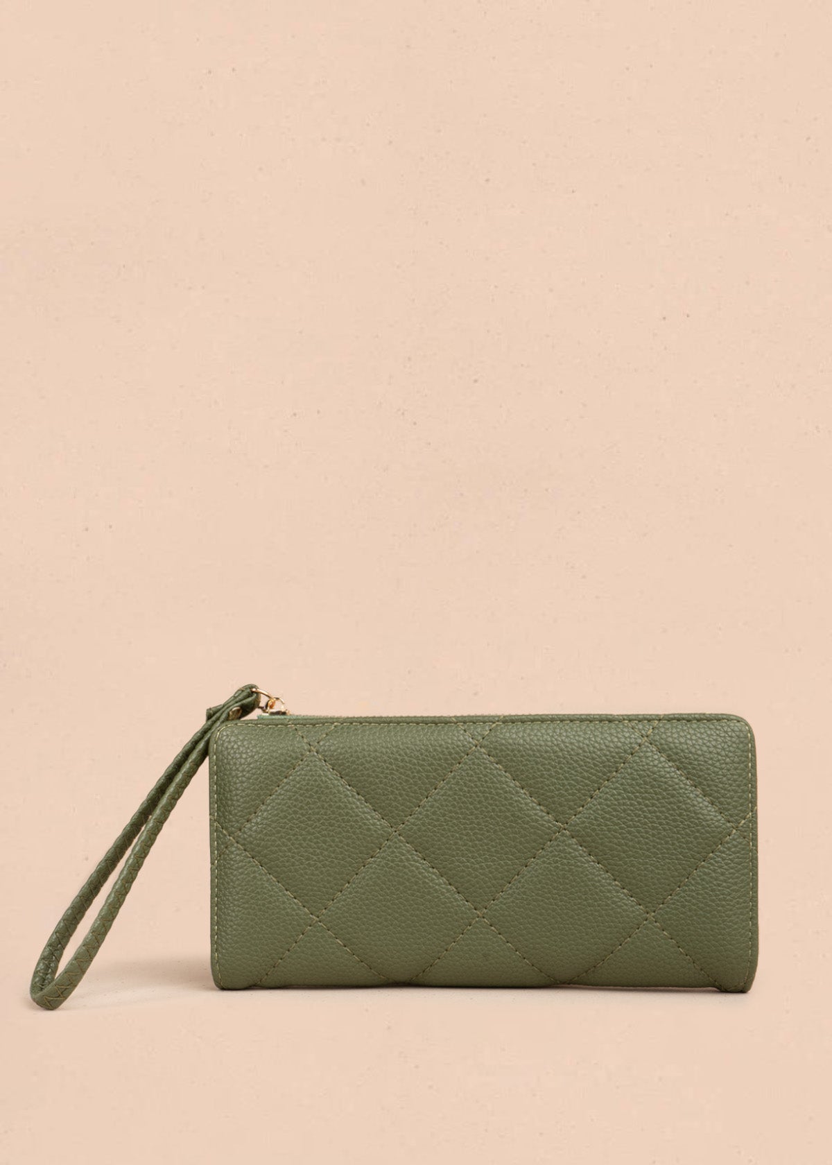 Billetera grande color verde con cierre y manilla 107158