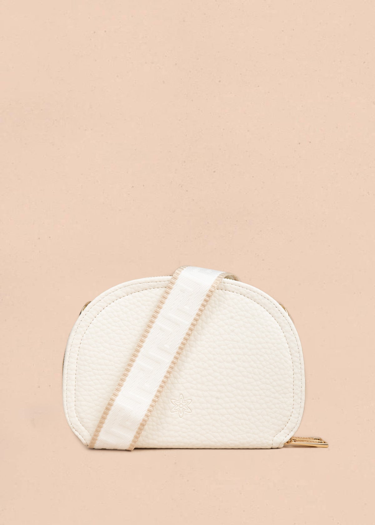 Porta-celular color blanco con doble cremallera y correa ancha 107168