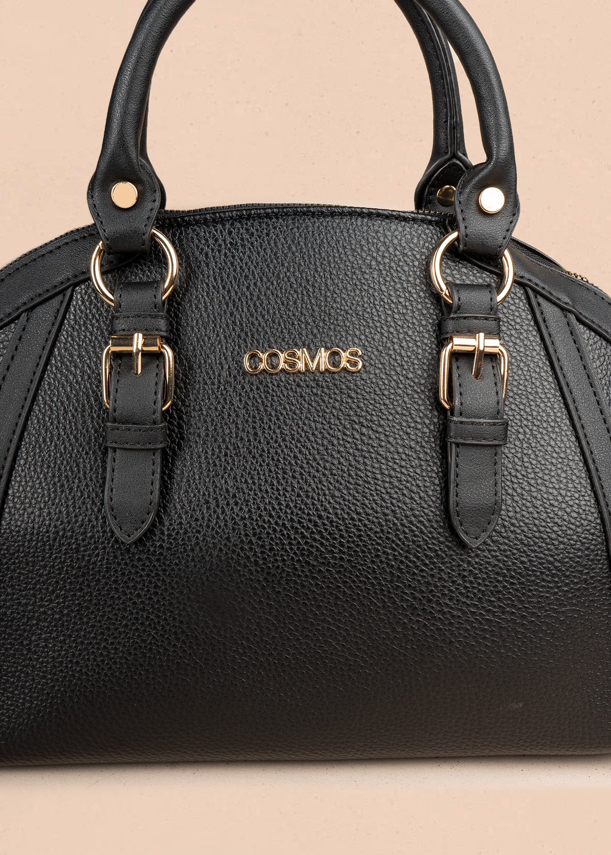 Cartera color negro de dos asas con correa larga 107172